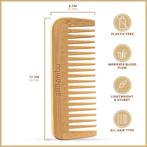 Based Comb Bamboo Wide Tooth Comb - Yarok Plant-Based Beauty